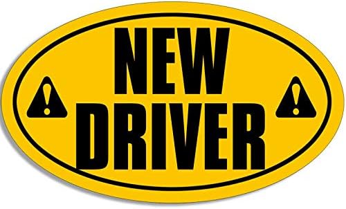 Imán de 3 x 5 pulgadas ovalado nuevo conductor adhesivo (seguridad del coche conducción segura parachoques precaución) adhesivo magnético de vinilo