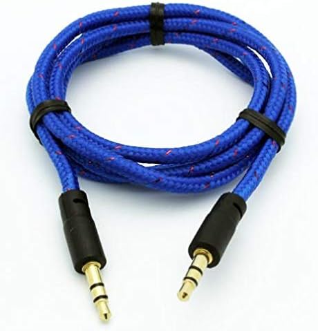 Cable auxiliar de 0.138 pulgadas (0.138 in) estéreo de automóvil para Moto G7 Play, cable de audio para altavoz, cable trenzado azul compatible con