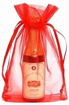 Efavormart – Paquete de 10 bolsas de organza roja con cordón de organza roja para regalo de boda, fiesta, paquete de 10 unidades