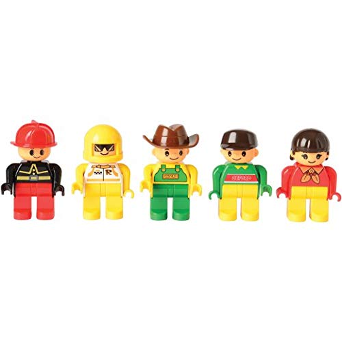 Constructive Playthings 20 piezas Posable People para ladrillos de construcción de tamaño preescolar