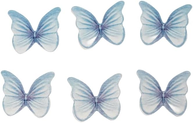 Mariposas comestibles para decoración de pasteles, adornos comestibles azules para tartas y cupcakes, mariposas de papel comestible de oblea de