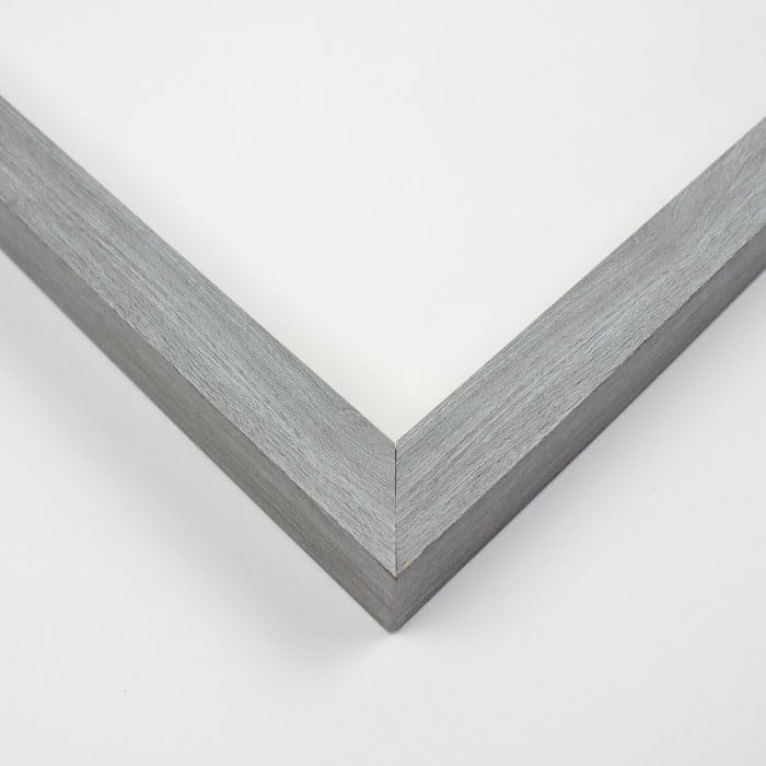 Marco de madera maciza gris de 28 x 32 pulgadas de ancho de la caja de sombra de 0.75 pulgadas  Profundidad del marco interior de 1 pulgada  Marco