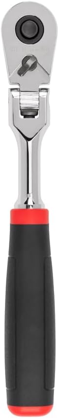 TEKTON Trinquete de agarre cómodo de liberación rápida con cabezal flexible de 38 pulgadas x 8 pulgadas  SRH32108