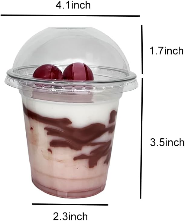 Vasos de plástico transparente, 50 tazas y tapas de 12 onzas, tazas de postre con tapas, ideales para parfaits, pudín, yogur y mini golosinas, tazas