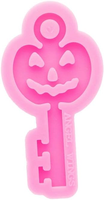 Juego de 4 moldes de resina de silicona con temática de Halloween, diadema de murciélago de calavera, forma de llave de calabaza, lindo estilo de