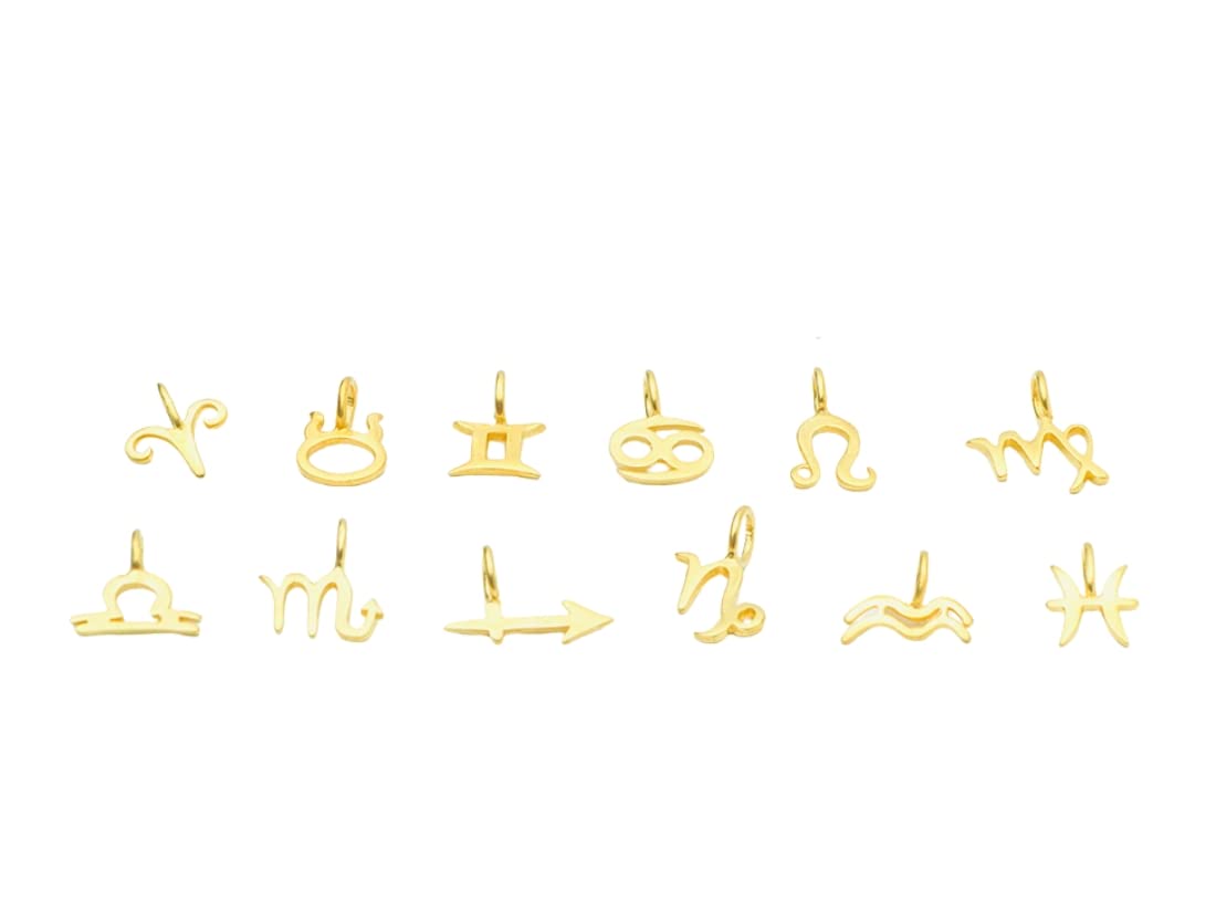 Gold Zodiac Sign Necklace 14 Tiny Solid Gold Personalized Pendant Charm 9k 18k Yellow White Rose Virgo Leo Gemini Minimalist Gift Thalassajewelry