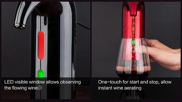 Aireador de vino eléctrico vertedor y dispensador de vino bomba con regalo recargable USB (negro)