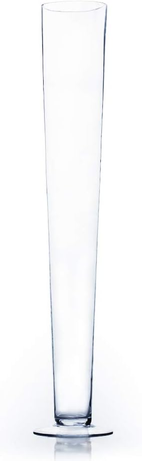 WGV – Jarrón de vidrio de trompeta, abierto de 4 pulgadas, altura de 27 pulgadas, varios tamaños a elegir, maceta floral Pilsner alta transparente,