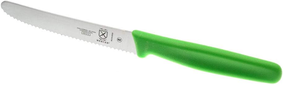 Mercer Culinary M33932GRB Cuchillo de barra, 4-516″ borde ondulado, punta redondeada, verde