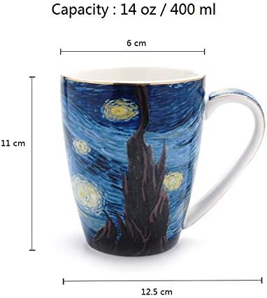 Vincent Van Gogh Art The Starry Night – Taza de café de porcelana (americano, 14 onzas)