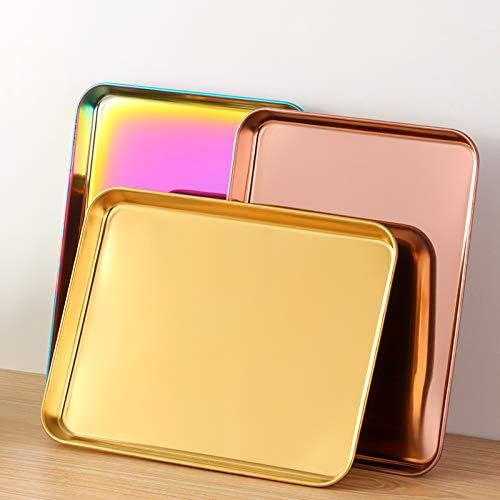 TUPMFG Hojas para hornear de acero inoxidable bandeja antiadherente de metal para galletas  Molde rectangular para tartas para cocina y horno (plata)