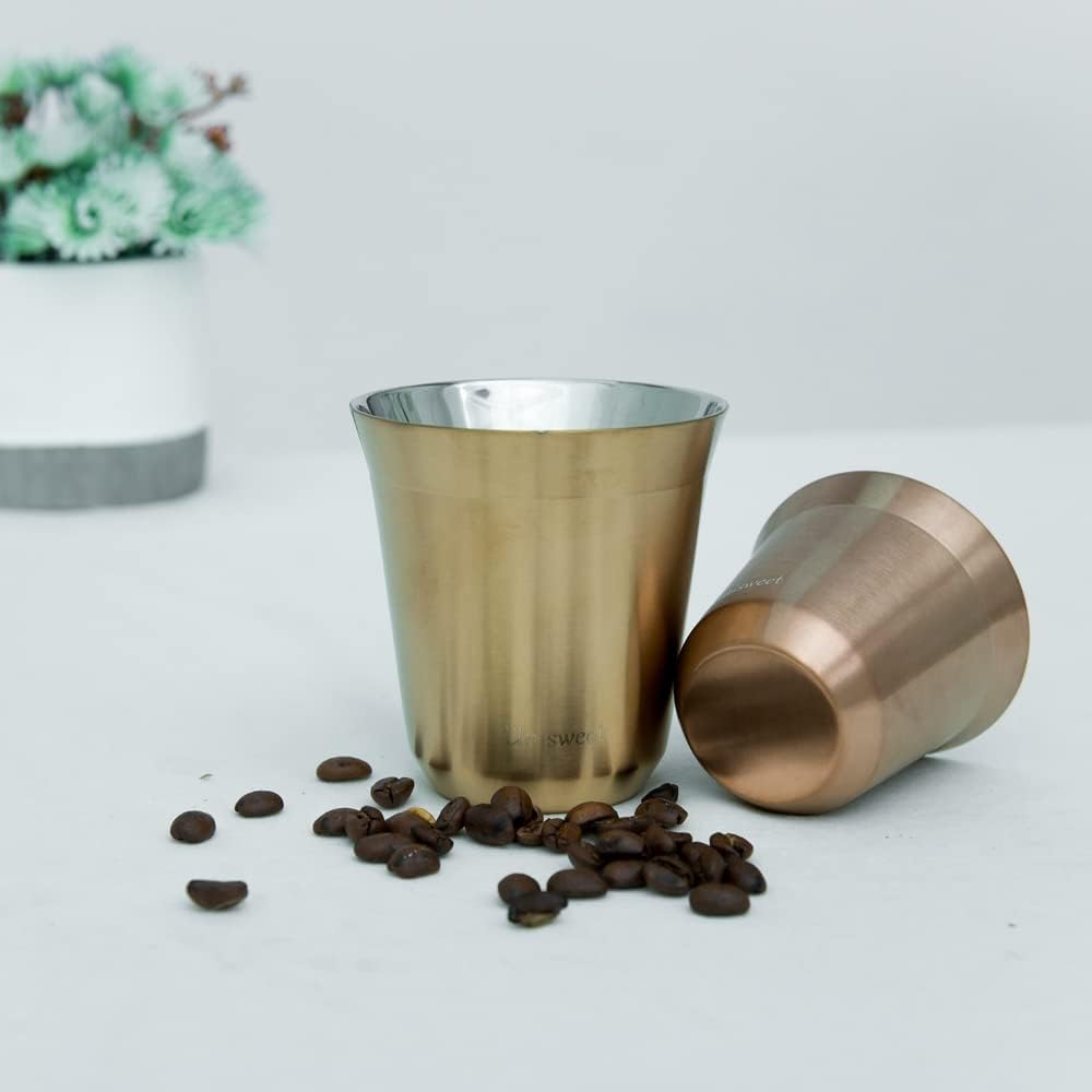 2 tazas de café de acero inoxidable con aislamiento al vacío de doble pared de 2.7 oz5.4 oz taza de café para beber taza de café 2.7 fl oz5.4 fl oz