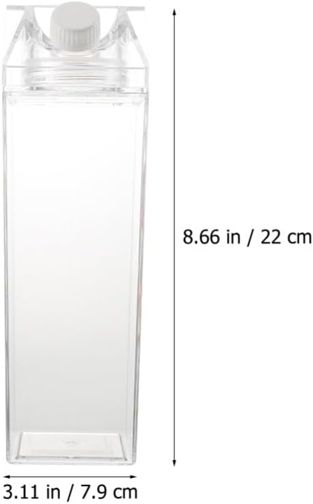 Luxshiny Botellas de agua de cartón de leche, botellas de leche cuadradas transparentes de 16.9 fl oz, 33.8 fl oz, caja de jugo de plástico, jarras