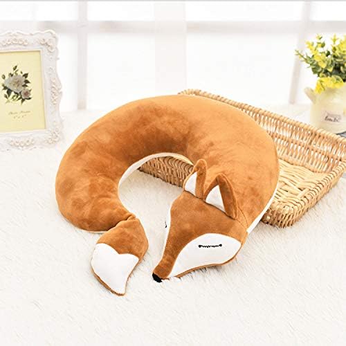 ITODA Almohada de viaje en forma de U en forma de zorro en avión, soporte para cuello, mentón, cojín para dormir, compacto, portátil, para lavado de