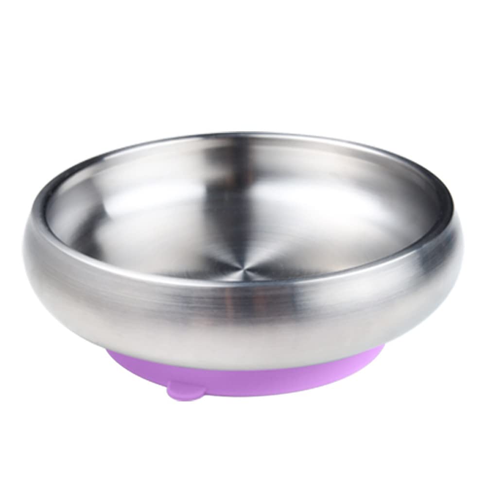 x Little.b Cuenco para cereales de acero inoxidable 1810 de doble pared con base de succión  20 onzas  20.3 fl oz (morado)
