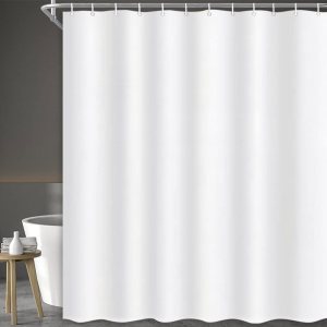JAWO Cortina de ducha de 72 x 72 pulgadas, tela de poliéster impermeable para baño, spa y hotel, cortinas de baño de tela blanca lavables a máquina JAWO Cortina de ducha de 72 x 72 pulgadas, tela de poliéster impermeable para baño, spa y hotel, cortinas de baño de tela blanca lavables a máquina