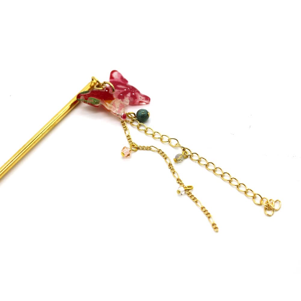 Palo de horquilla Kanzashi con diseño de mariposa tradicional japonesa