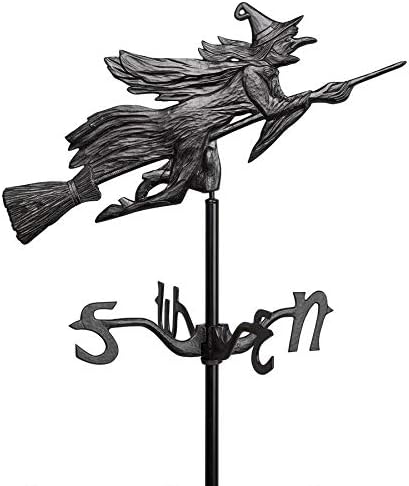 Design Toscano Veleta metálica Windblown Wicked Witch con soporte de techo, 36 pulgadas, aluminio, negro