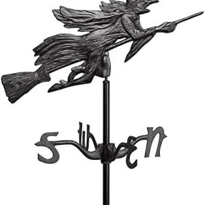 Design Toscano Veleta metálica Windblown Wicked Witch con soporte de techo, 36 pulgadas, aluminio, negro Design Toscano Veleta metálica Windblown Wicked Witch con soporte de techo, 36 pulgadas, aluminio, negro