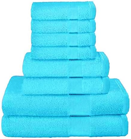 Belizzi Home – Juego de 8 toallas, 100 % algodón hilado en anillo, 2 toallas de baño de 27 x 54 pulgadas, 2 toallas de mano de 16 x 28 pulgadas y 4