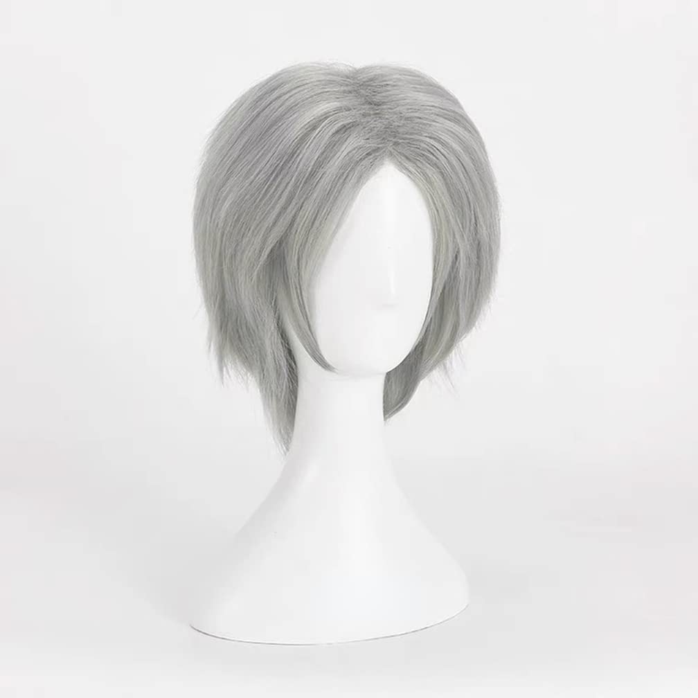 Game Devil May Cry 5 – Peluca de cosplay, pelo corto gris plateado para Dante, juego de rol, accesorios de Halloween, accesorios con gorra de peluca