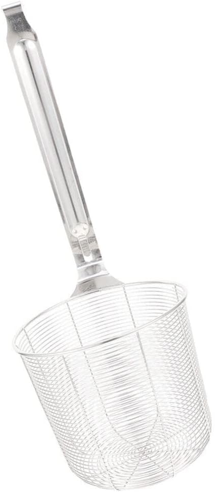 ZzzaNa Cesta de papas fritas de acero inoxidable, cesta de metal para freír, colador de araña, colador de espaguetis, colador de fideos, escurridor