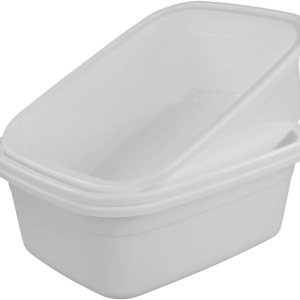 Paquete de 3 platos de 18 cuartos de galón, recipiente grande, color blanco Paquete de 3 platos de 18 cuartos de galón, recipiente grande, color blanco