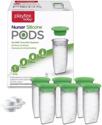 Playtex Baby Nurser – Cápsulas de silicona reutilizables, almacenamiento de leche materna y alimentación sin aire, 4 onzas, 6 unidades