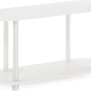 Furinno Turn-N-Tube – Mesa con laterales ovalados moderna, se monta sin herramientas, color blanco y blanco virgen Furinno Turn-N-Tube – Mesa con laterales ovalados moderna, se monta sin herramientas, color blanco y blanco virgen