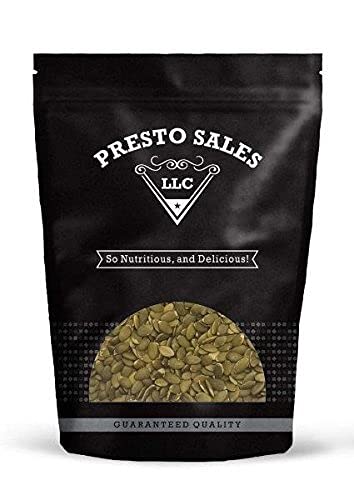 Presto Sales LLC – Semillas de calabaza, pepitas verdes sin cáscara cruda, aperitivo natural, comer o cocinar, nutritivas, empaquetadas en una bolsa