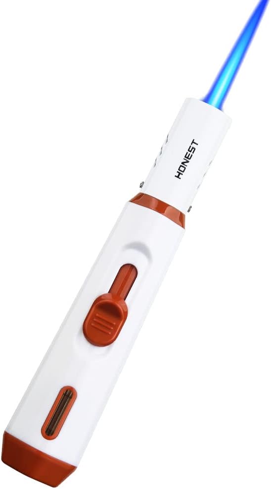 PROMISE Encendedores de butano, recargables, llama de un solo chorro para velas, parrilla, barbacoa, camping, encendedor sin gas (blanco nuevo)