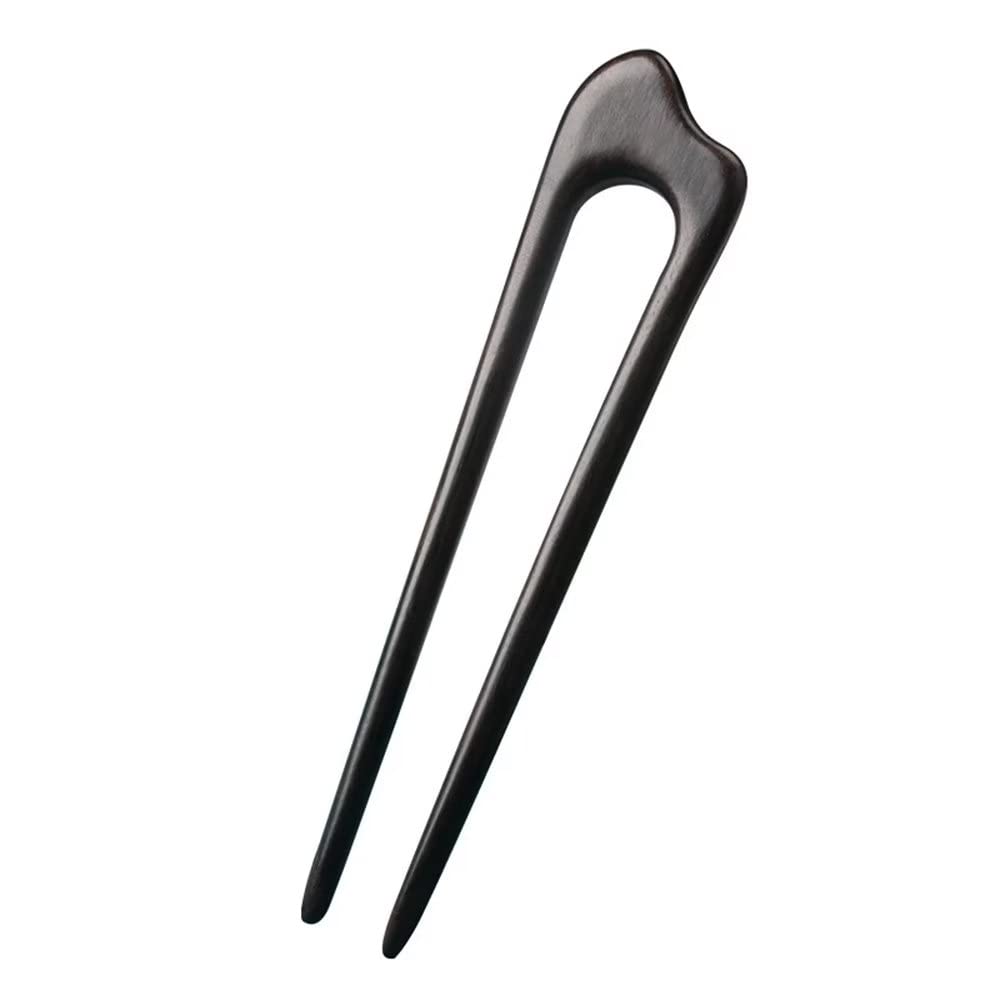 Tenedor de madera para el cabello, horquilla de ébano de 5.8 pulgadas para cabello largo, palillo francés hecho a mano, pinza para el cabello en