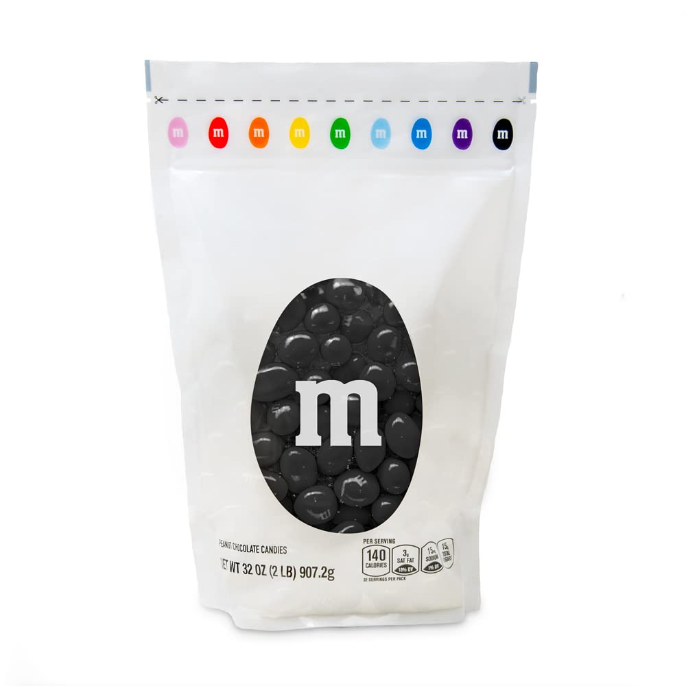 M&M’S Caramelos de chocolate negro de maní  2 libras de caramelos a granel en paquete resellable para Pascua, bufé de dulces, fiestas de cumpleaños,