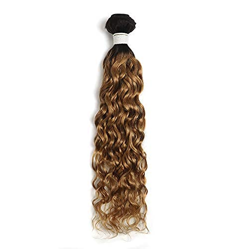 X-TRESS 1 paquete de cabello humano ondulado degradado 1b27, paquetes de cabello rizado rubio degradado 100% cabello humano (20 pulgadas, T1B27#