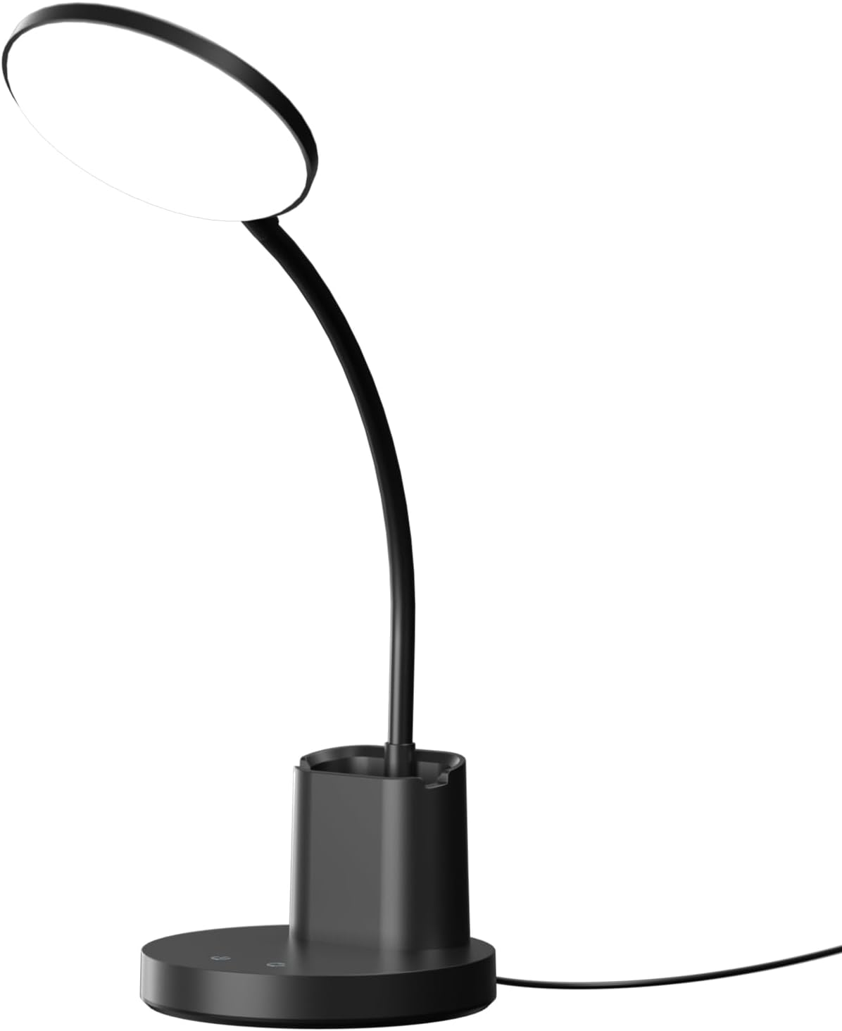 comzler Lámpara de escritorio pequeña, lámparas de escritorio LED con soporte para bolígrafo y teléfono, luz de escritorio negra para oficina en