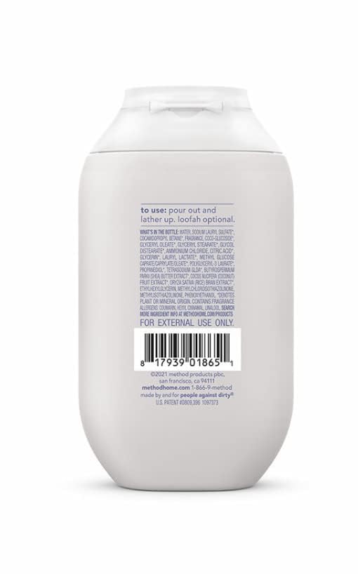 Method Gel de baño Simply Nourish, leche de coco, arroz y manteca de karité, ingredientes a base de plantas, sin parabenos ni ftalatos, tamaño mini
