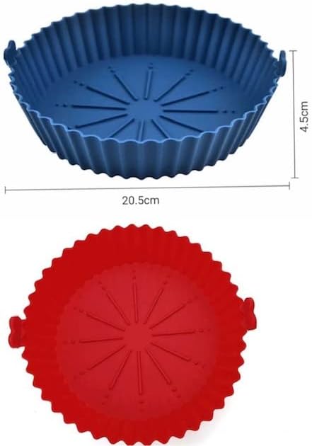 Olla de silicona para freidora de aire, 8 pulgadas (paquete de 3) cesta para freidora de aire con lavavajillas de silicona de corazón, accesorios