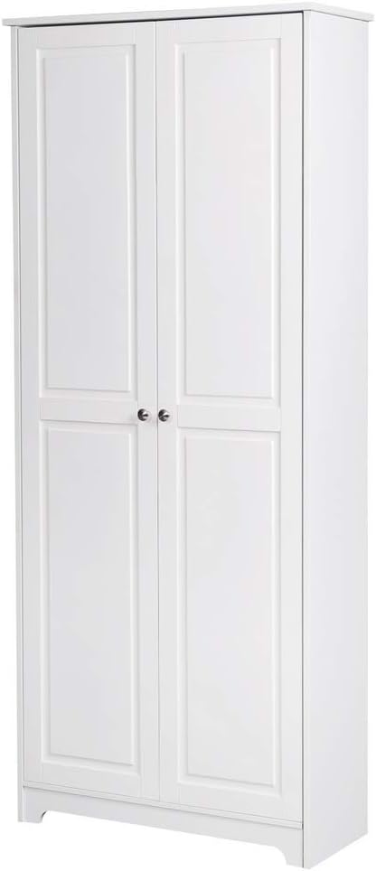 Karl home Armario de almacenamiento blanco con puertas, despensa de cocina con estantes ajustables, armario alto de despensa para lavandería,