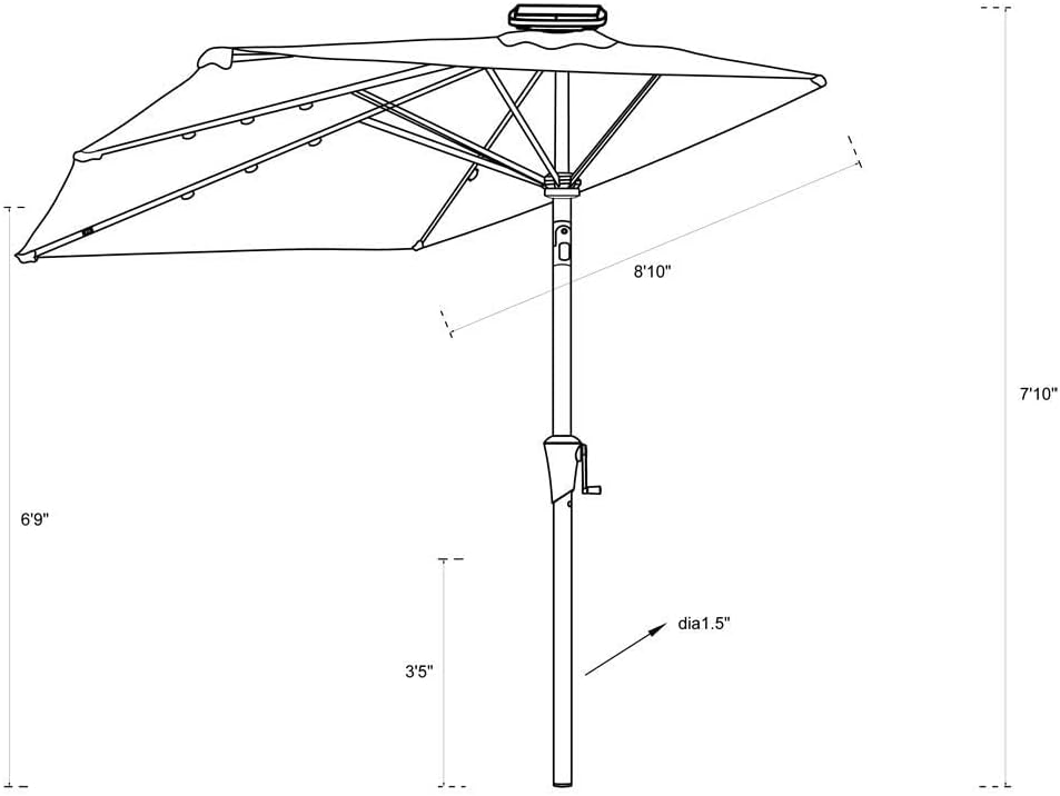 FLAME&SHADE Paraguas de mesa de patio con energía solar de 9 pies para pared y balcón con luces LED e inclinación