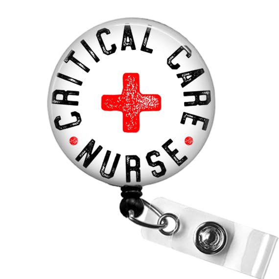 Critical Care Nurse Badge Reel, Retractable Badge ID Holder for Crit Care Nurses, CCN Badge Clip, Nursing Gifts, CCRN Badge, Critical Care Transport
