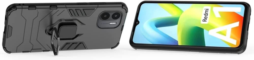 Funda para Xiaomi Redmi A1 Caso,Estuche Shell Soporte para Xiaomi Redmi A1 4G Case Negro