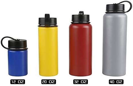 Tahoe Trails – Botella de agua de 12 onzas de acero inoxidable con aislamiento al vacío de doble pared., 12 onza, Gris