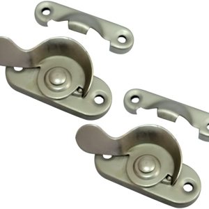 QCAA Cerradura de acero para ventana, CTC 2 “, níquel satinado, paquete de 2, fabricado en Taiwán QCAA Cerradura de acero para ventana, CTC 2 “, níquel satinado, paquete de 2, fabricado en Taiwán