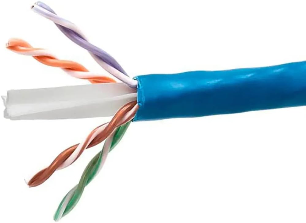 Monoprice Cable a granel Cat6 CMP – 1000 pies – Azul  UTP, UL, sólido, 23AWG, 550Mhz, alambre de cobre puro desnudo, Plenum, Reelex II