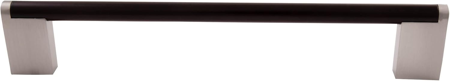 Design House 189498-BSN Stone Ridge – Manija de gabinete y cajón, 5 pulgadas de centro a centro, negro mate y níquel satinado, paquete de 5