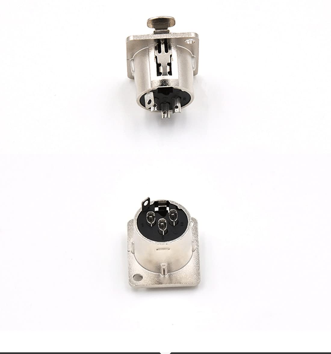 XLR hembra Jack 3 pines montaje en panel, conector XLR hembra de audio altavoz micrófono conector 4 piezas, carcasa de metal plateado