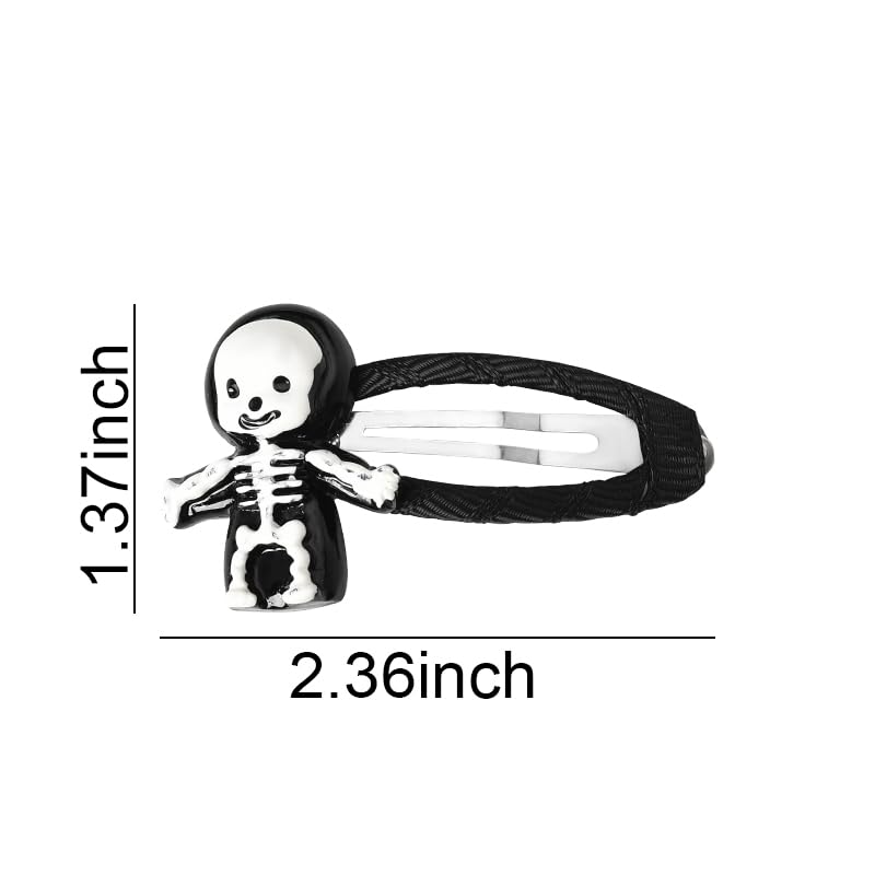 Pinzas para el cabello de Halloween para mujeres y niñas, pinzas para el cabello con diseño de calavera y esqueleto, paquete de 3 unidades,