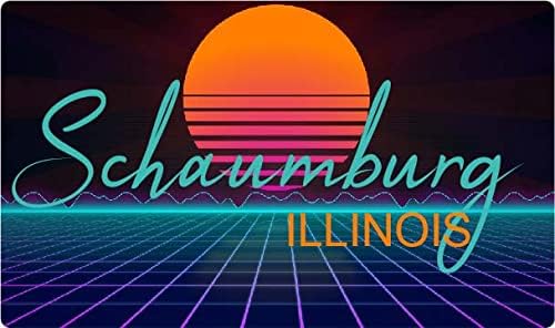 Schaumburg Illinois – Imán de nevera (4 x 2.25 pulgadas), diseño retro de neón