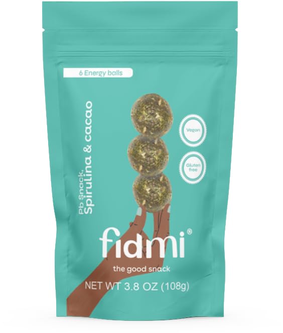 Fidmi Bolas de proteínas  Bola energética para refrigerios  Ingredientes naturales  Apto para dietas cetogénicas (chispas de chocolate y espirulina)
