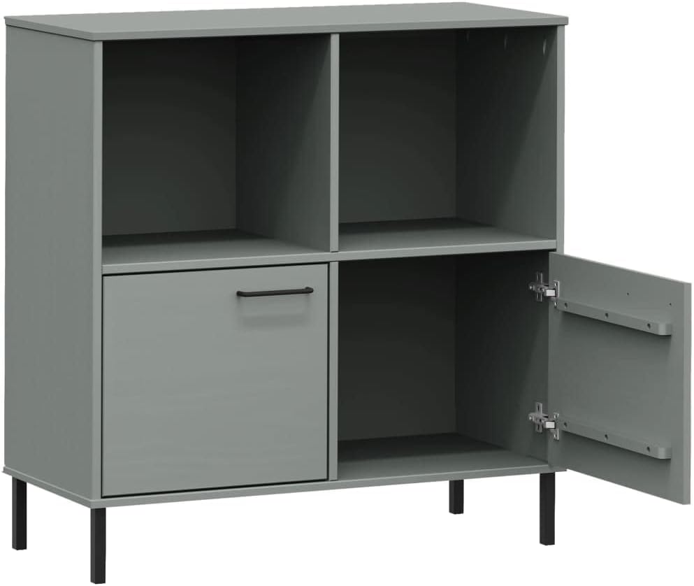 Estantería con patas de metal, estante de almacenamiento de cubo, estantería para dormitorio, cuenta con 2 puertas, cuenta con asas de metal, para
